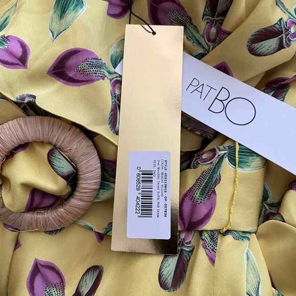 PATBO BRIGHT YELLOW ONE SHOULDER TIERED RUFFLE MIDI DRESS SIZE 2 NWT - Picture 8 of 9